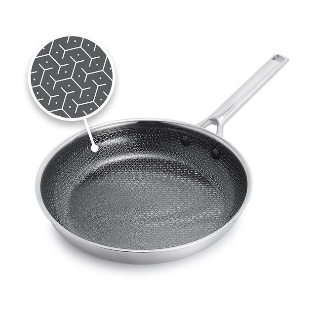 GreenPan Hybrid 10” Nonstick Stainless Steel Frying Pan, APEX Tri-Ply Thermobond PFAS-Free Ceramic Skillet, Induction & All Cooktop Compatible, Oven Temp to 850°F, Dishwasher Safe, Silver