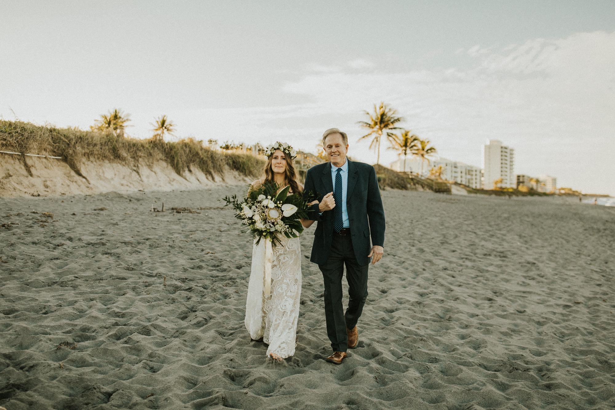 ...her dad walked her across the beach to meet him.