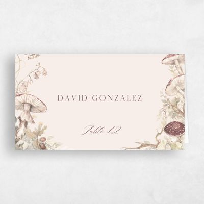 Linen, Beige Wedding Place Card - Eden