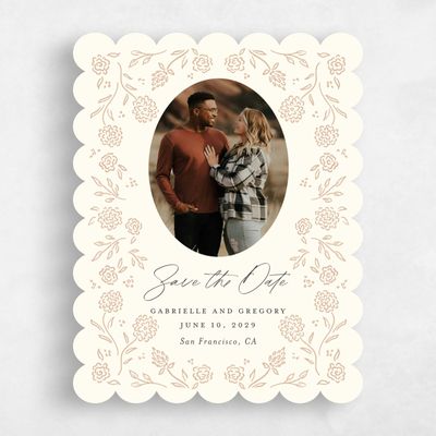 Beige Scalloped Wedding Save the Date - Clarian Photo