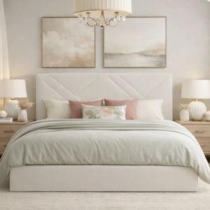 Platform Bed - Cream, Queen