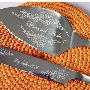 Custom Floral Wedding Cake Cutting Gift Set Server and Knife - Etsy