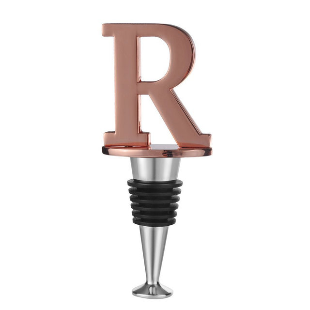 Miicol Wine Stopper, Prosecco Topper, Rose Gold Personalised Champagne Stopper, Initial Funny Prosecco Gift, Wine Lovers Gift, Kitchen Decor, Letter R