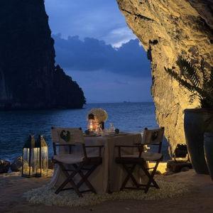 Candlelit seaside dinner