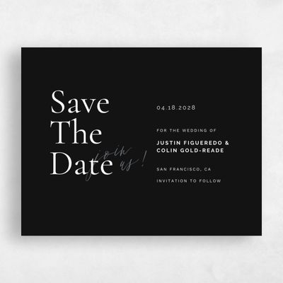 Black Wedding Save the Date - Violetta Landscape