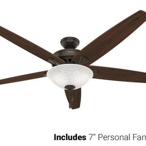 Hunter Ceiling Fan Brown 55042 Stockbridge 70" with Light, New Bronze (Desk Fan Included)