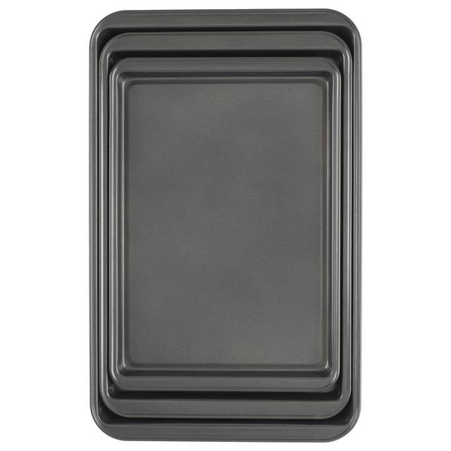 GoodCook Ready Set of 3 Nonstick Sheet Pan Set Dark Gray