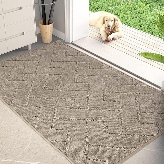 PURRUGS Dirt Trapper Door Mat 19.5" x 31.5", Non-Slip Machine Washable Entrance Rug, Shoes Scraper, Dog Door Mat, Super Absorbent Welcome mat for Front Door, Back Door, Entry, Muddy Wet Shoes and Paws