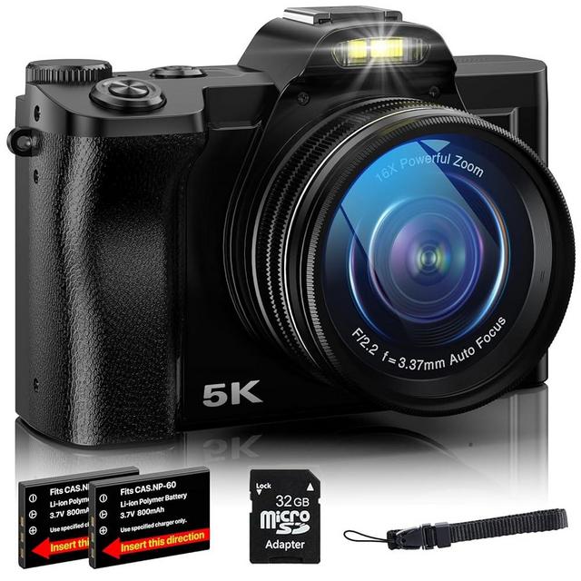 5K Digital Camera, WiFi Camera for Vlogging with 32G SD Card, 48MP Autofocus Cameras for Photography Travel Camera Point and Shoot Digital Cameras with UV Filter 16x Digital Zoom and 2 Batteries