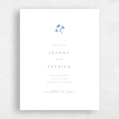 Blue Wedding Save the Date - Regal Portrait Letterpress