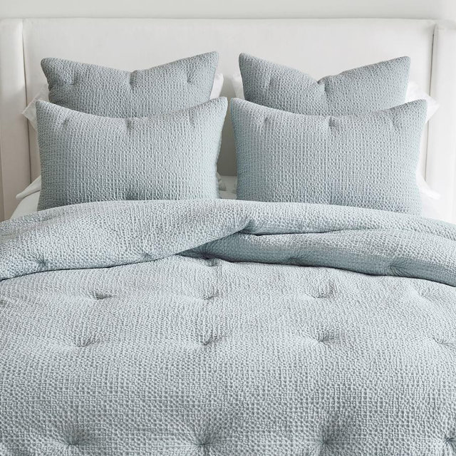 Cloud Blue Vintage Washed Cotton/Linen Comforter, KingCal. King
