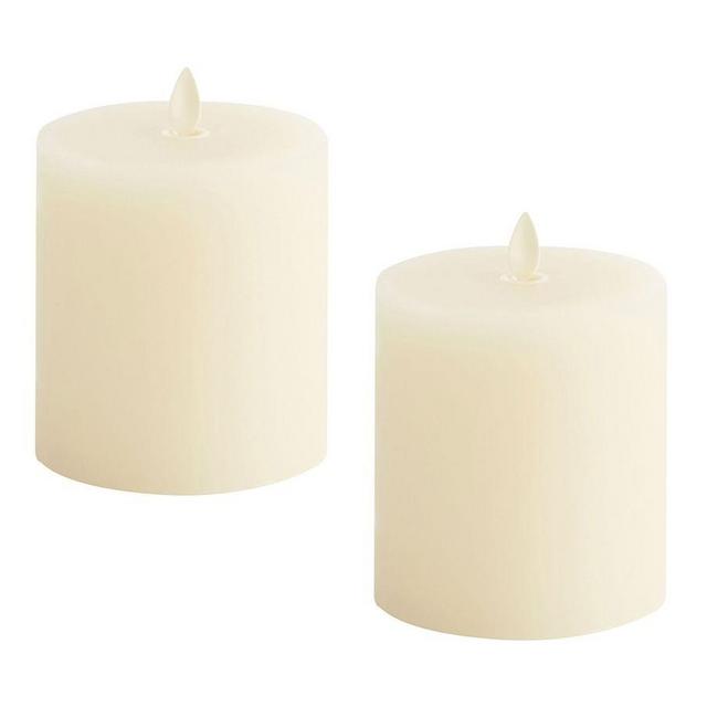 Premium Flicker Flameless Wax Candle, Ivory - S/2 - 3X3.5