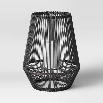 12" Small Plastic Woven Outdoor Lantern Gray - Project 62™