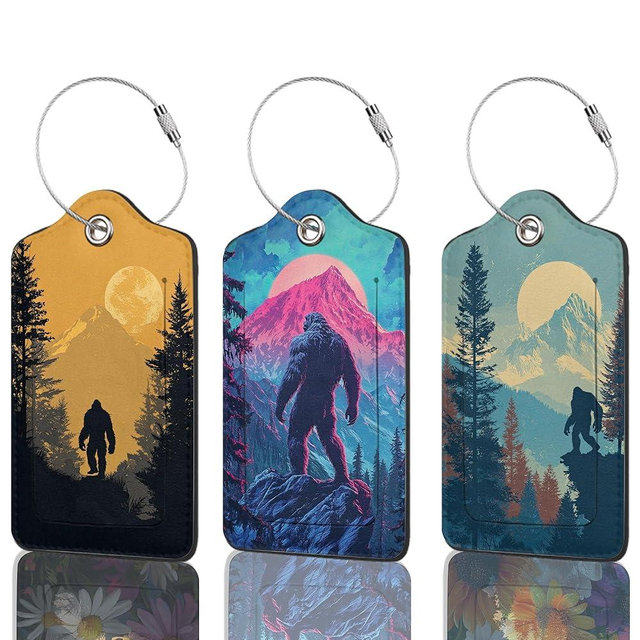 Big Foot Luggage Tag, 3 Pack Luggage Tags for Suitcases, Cute Suitcase Tags Identifiers Bag Tags with Privacy Flap, Baggage Name Tag for Women Men Luggage Backpack Handbag School Bag