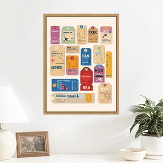 Travel Tags Print Framed Canvas Wall Art