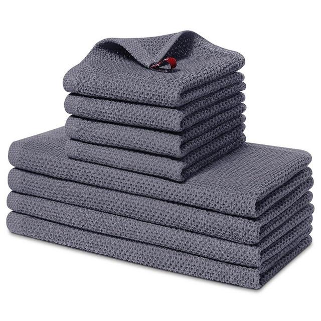 Homaxy 100% Cotton Kitchen Towels and Dishcloths Set, 12 x 12 Inches and 13 x 28 Inches, Set of 8 Bulk Kitchen Towels Set, Ultra Soft Absorbent Dish Towels for Washing Dishes, Dark Grey