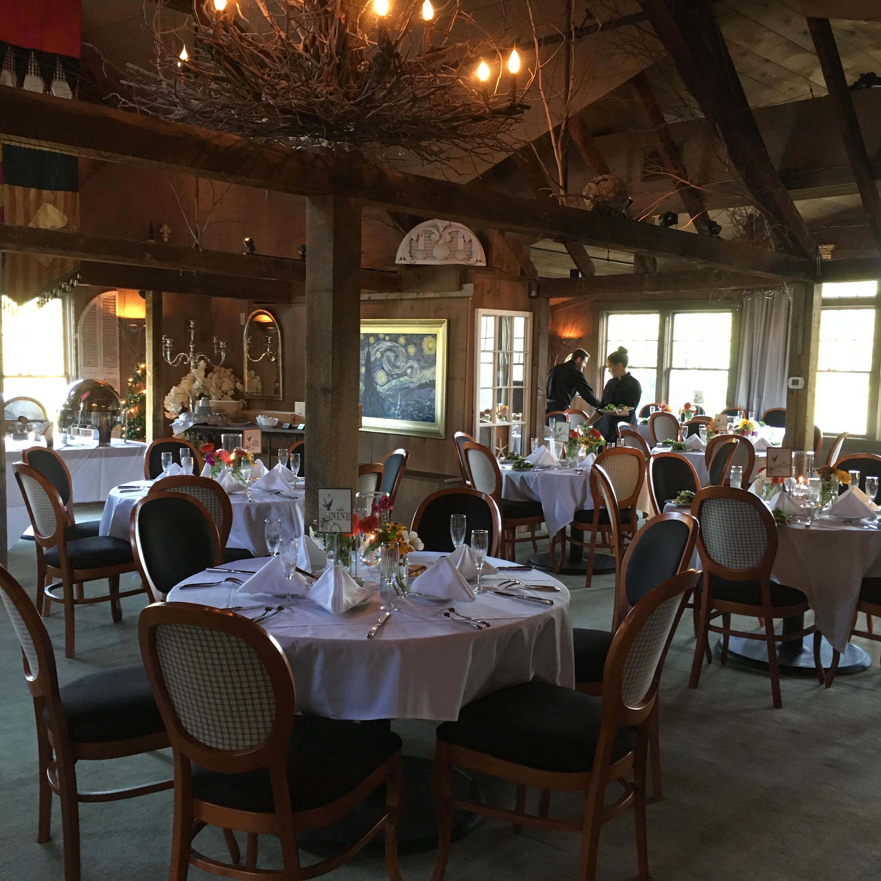 Reception in rustic On The Marsh restaurant