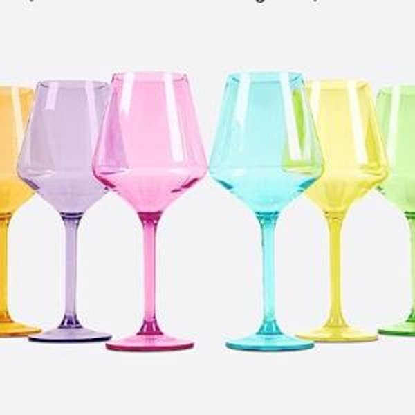 Colored Wine Glasses Set of 6