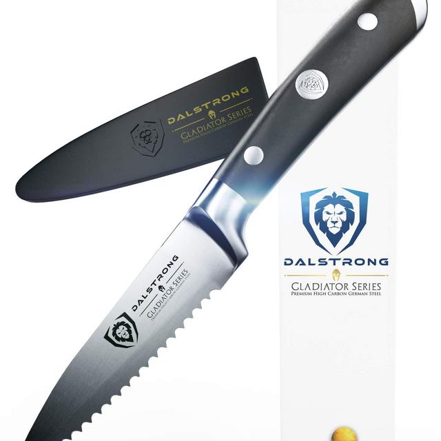 DALSTRONG Serrated Paring Knife - Gladiator Series - German HC Steel - 3.75&quot; - Sheath