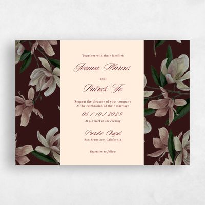 Dark Burgundy, Red Wedding Invitation - Gratia Landscape