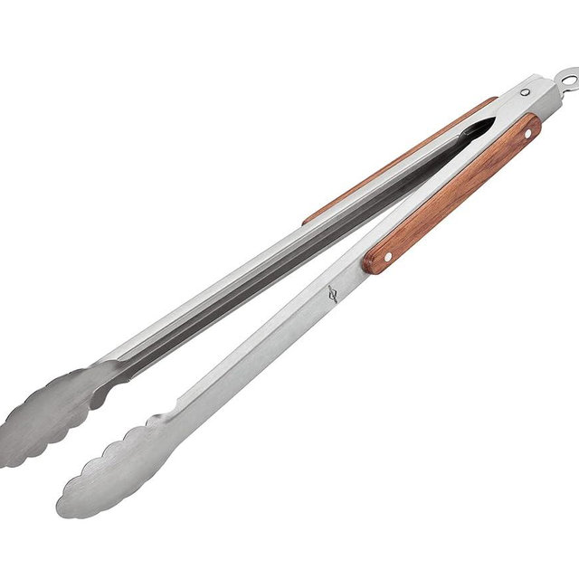 Küchenprofi TEXAS Heavy-Duty 19-Inch Stainless Steel/Rosewood BBQ Grilling Tongs - Outdoor Long Handle Wooden Tongs for Barbecue