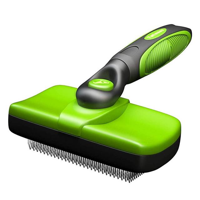 Tminnov Self Cleaning Slicker Brush, Dog Brush/Cat Brush for Shedding and Grooming, Deshedding Tool for Pet - Gently Removes Long and Loose Undercoat, Mats and Tangled Hair