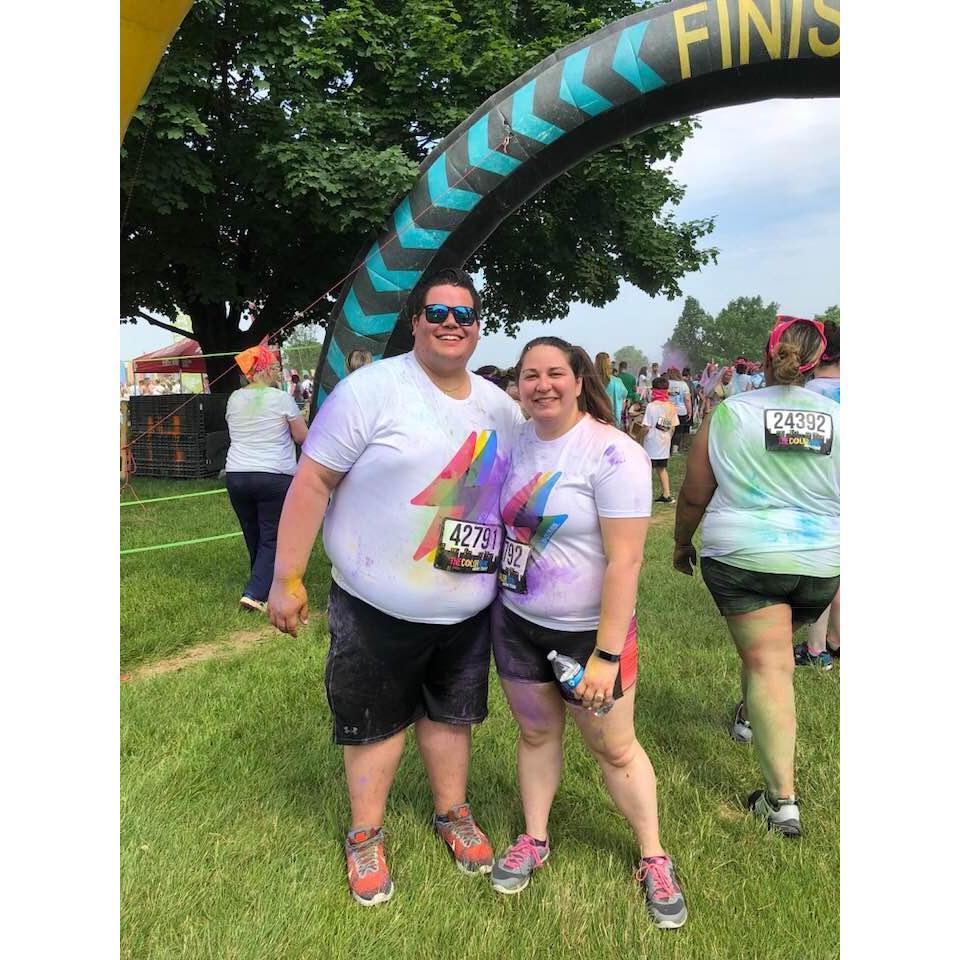 Finishing the Color Run 5k