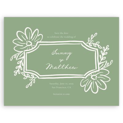 Pale Jade, Green Wedding Digital Save the Date - Katinka Landscape