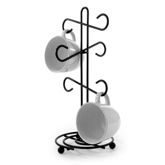 Spectrum™ Scroll Metal 6-Mug Holder in Black