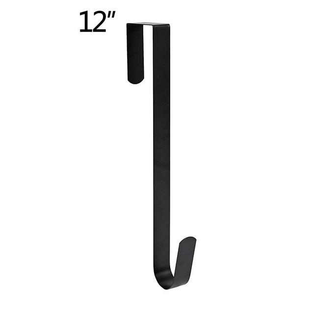 Sattiyrch 12" Wreath Hanger for Front Door Christmas Decoration Metal Over The Door Single Hook, Black (1)