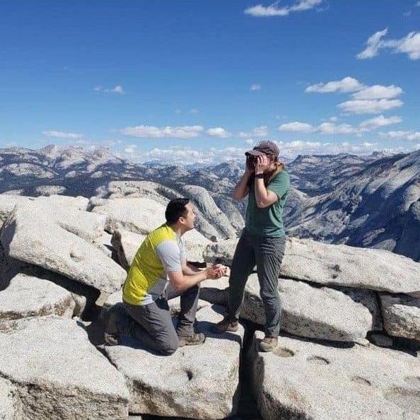 The proposal on top of Half Dome in Yosemite National Park