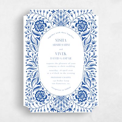 Blue Ticket Wedding Invitation - Calliope Portrait