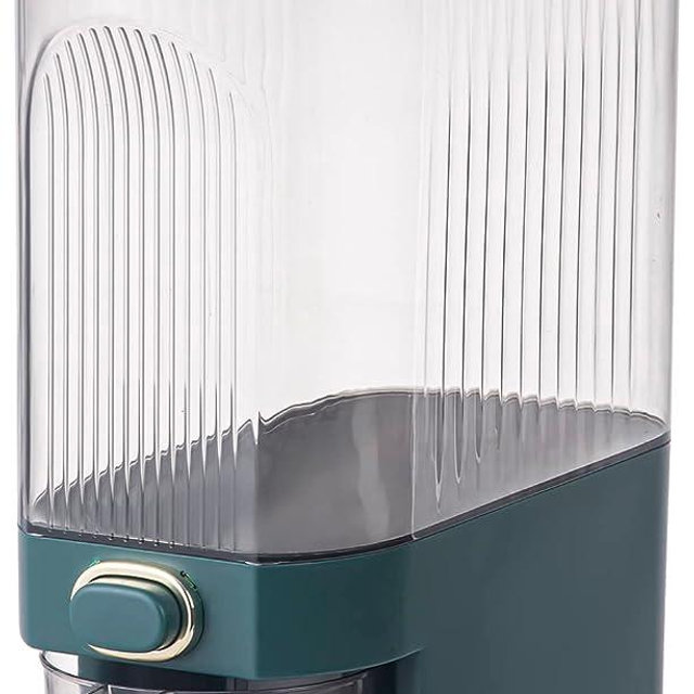 Sooyee Clear Rice Dispenser, Large Grain Container Storage with Lid Measuring Cylinder Moisture Proof Household Cereal Dispenser Bucket for Kitchen Soybean Corn,Clear and Green