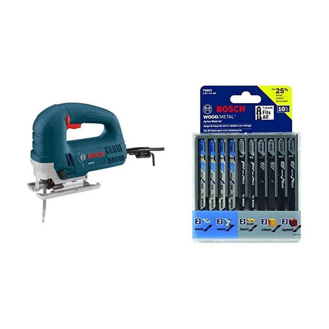 Bosch JS260 120-Volt Top-Handle Jigsaw with Bosch 10-Piece Assorted T-Shank Jig Saw Blade Set T5002