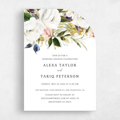 White Half arch Wedding Wedding Shower Invitation - Octavia Portrait