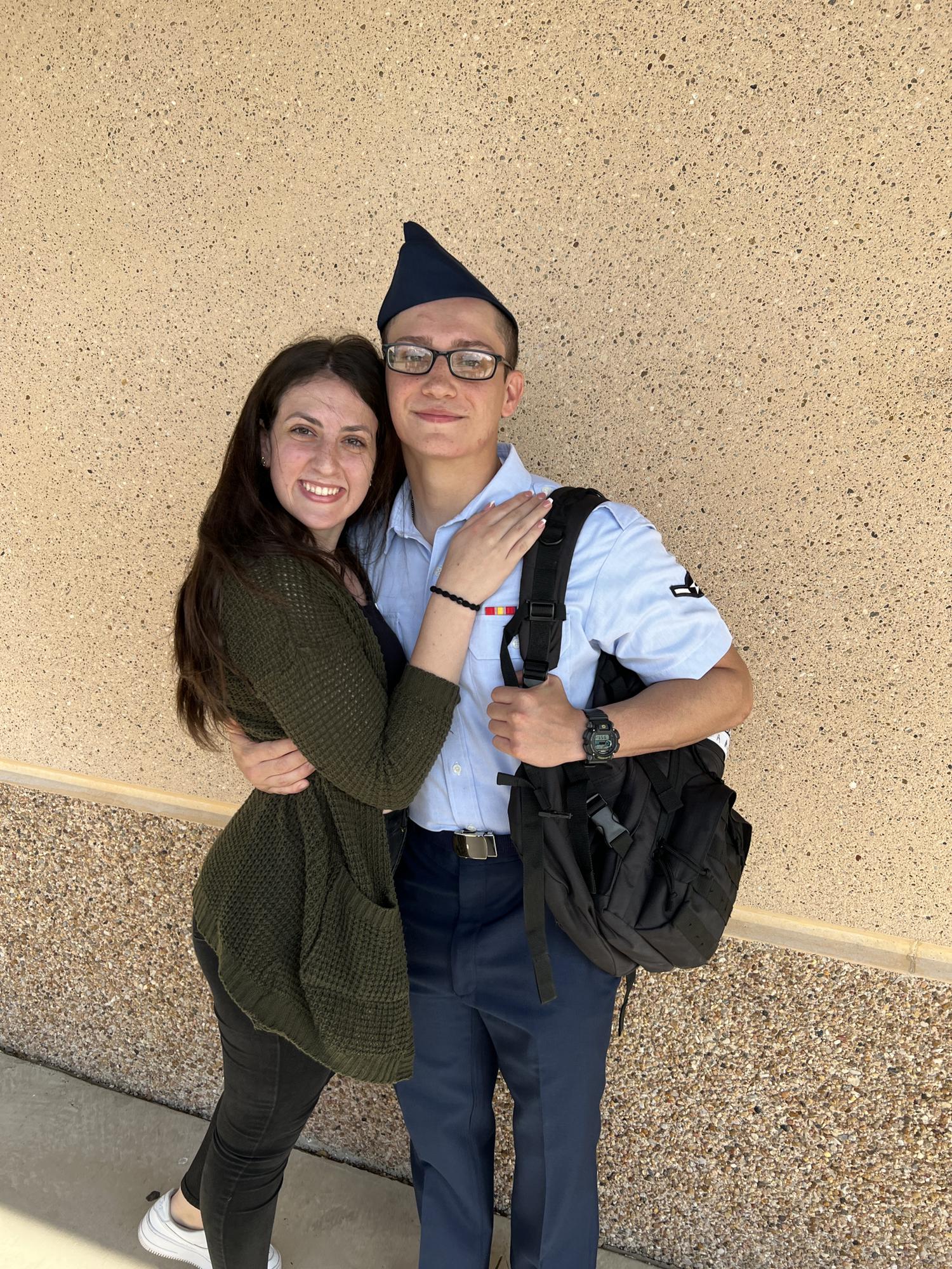 This photo was taken after Mario got out of basic training. Mario went two months without his phone. We had to write letters to each other everyday.