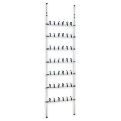 Atlas Telescopic 42-Pairs Metal Shoe Rack in White/Grey