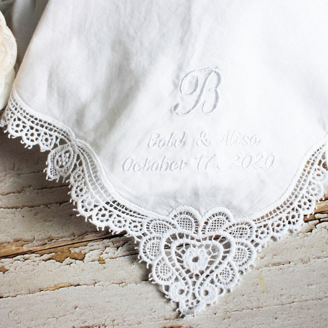 Wedding Handkerchief for Bride,Something Blue,For your happy tears,Monogrammed Handkerchief,Wedding Gift,Wedding Day Gift,gift for bride