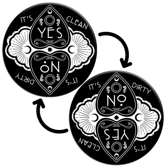 Ouija Board Gothic Dishwasher Magnet – Clean Dirty Sign for Witchy Kitchen Decor, Black Aesthetic Home & Office Accessories, Quirky Apartment Essentials, Ideal Gift for Gothic Enthusiasts