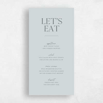 Blue Sage Mist Wedding Menu - Celeste