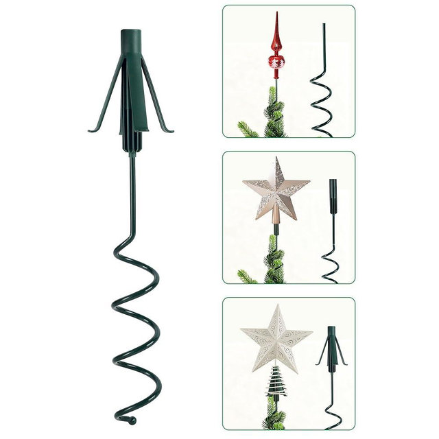 FORUP Christmas Tree Topper Holder, 3-in-1 Tree Topper Stabilizer - Fits Tree Center Poles Up to 1.25" in Diameter, Compatible with Angel/Star Toppers, Tool-Free Installation, Prevents Tilting