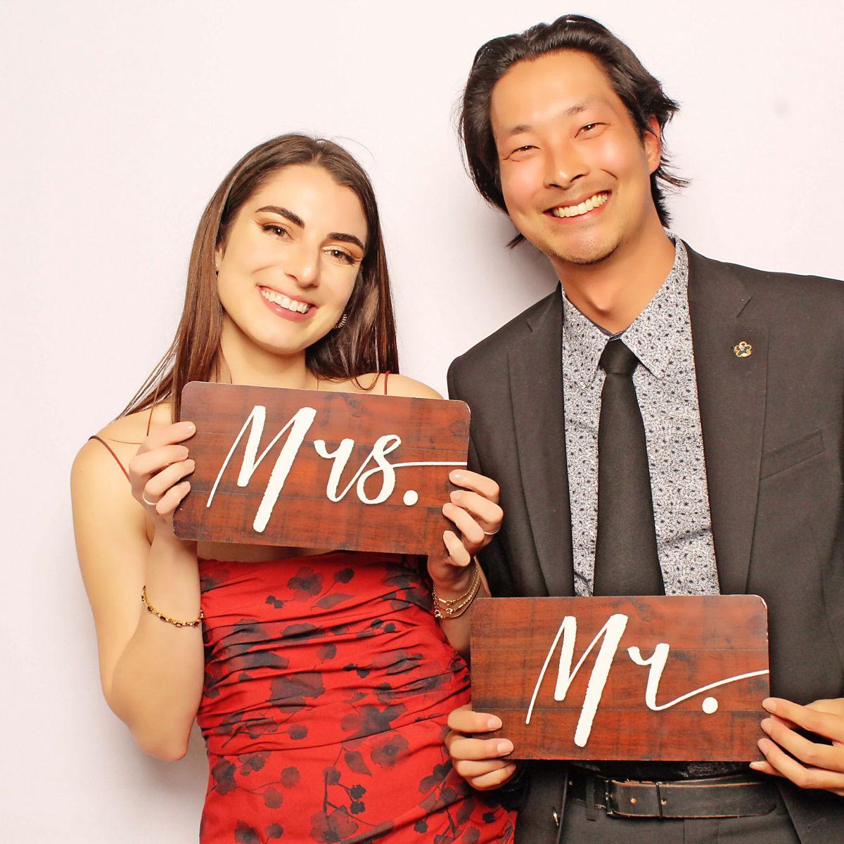 Sarah and Bryce at their friend's Corrine and Sanish's wedding, April 2024.