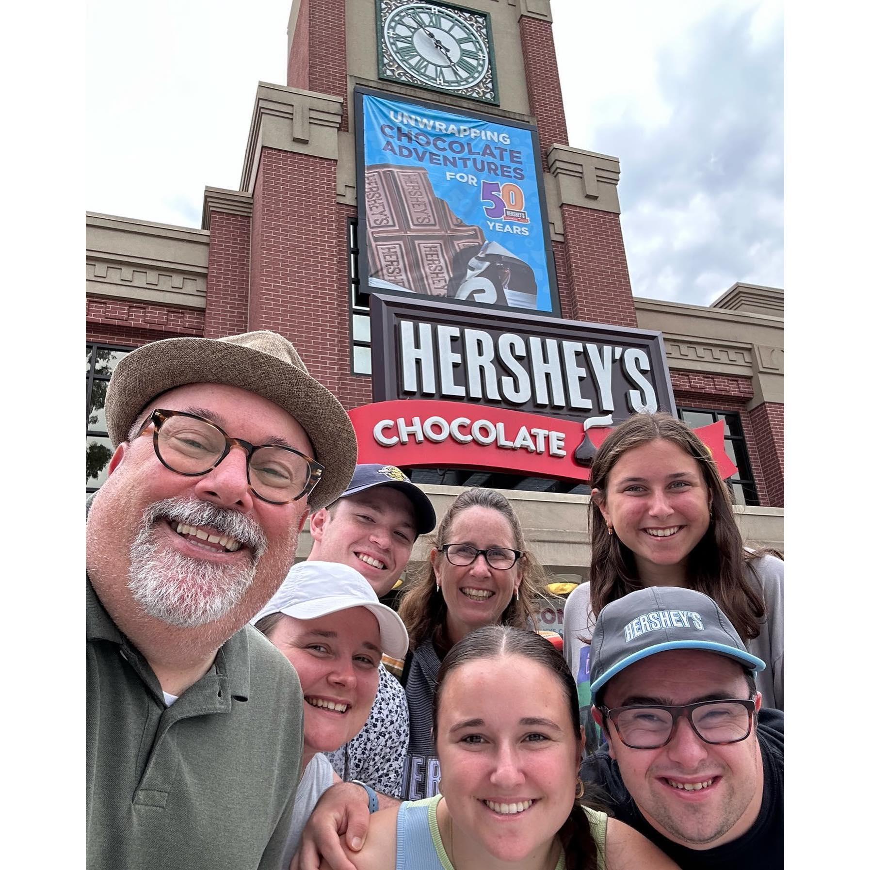 Bryton returned from an underway to join the Friedmans' summer trip to Hershey Park.