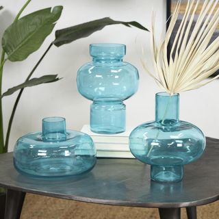 Glass Round Decorative Vase, Set of 3