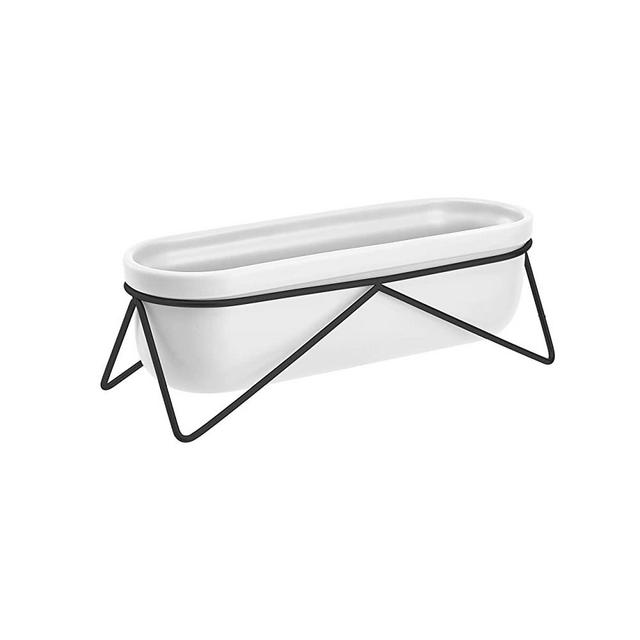 Amazon Basics Tabletop Planter, Oval - White/Black