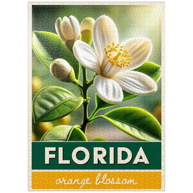 MyPuzzle State Flowers Series: Florida, Orange Blossom - Premium 1000 Piece Jigsaw Puzzle for Adults
