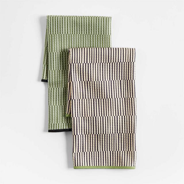 Piccocasa 6 Pcs 13 X 29 100% Cotton Plaid Absorbent Dish Kitchen Towel  Green And White - Piccocasa : Target