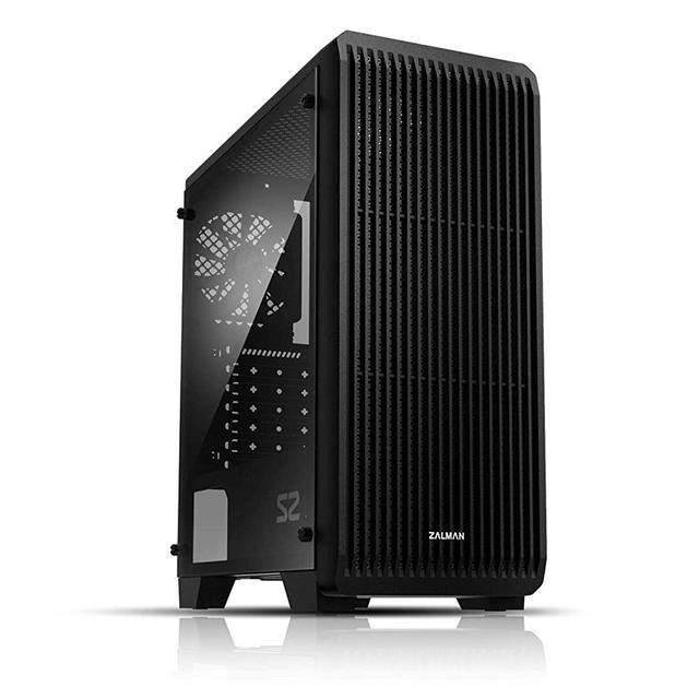 Zalman S2 ATX Mid Tower Computer/PC Case with Full Tempered Glass Side Panel, Three 120mm Fan Pre-Installed, Black
