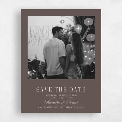Dark Taupe, Brown Wedding Save the Date - Cillian Portrait
