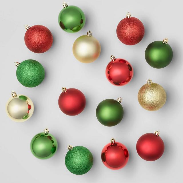 50ct 70mm Christmas Ornament Set Red/Green/Gold - Wondershop™